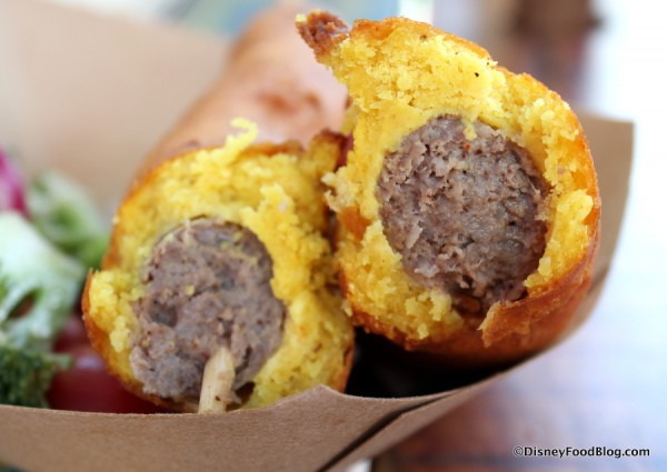 Curry batter surrounding the sausage