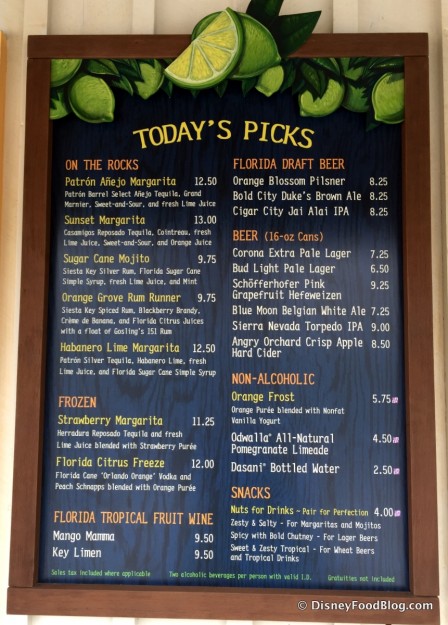 Dockside Margaritas Menu -- Click to Enlarge