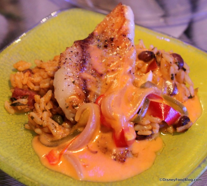 Pescado con Coco -- seared grouper pigeon peas and rice and coconut sauce