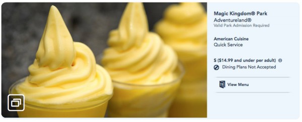 Screen shot of Aloha Isle webpage via the Disney World website