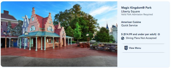 Screen shot of Sleepy Hollow webpage via the Disney World website