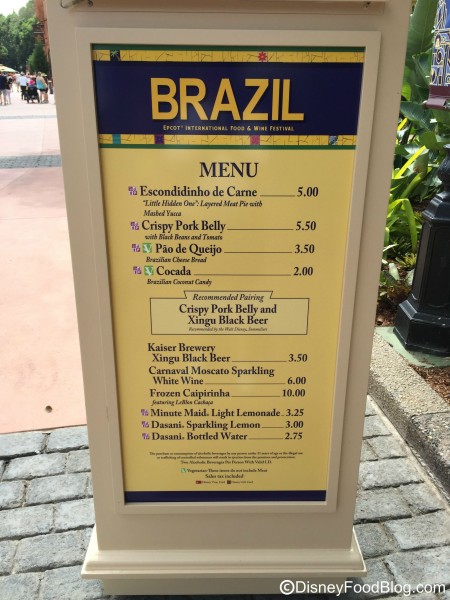 2015 Brazil Menu