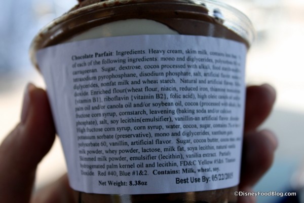 Chocolate Parfait ingredient list