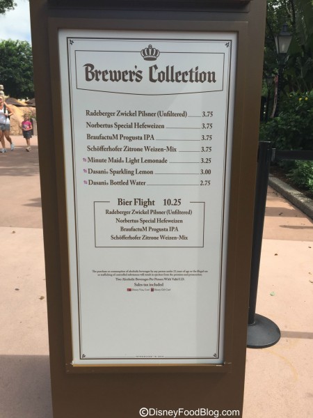 2015 Brewer's Collection Menu