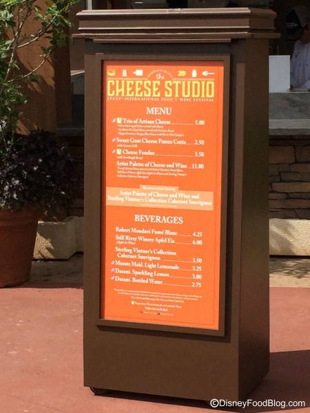 2015 Cheese Studio Menu