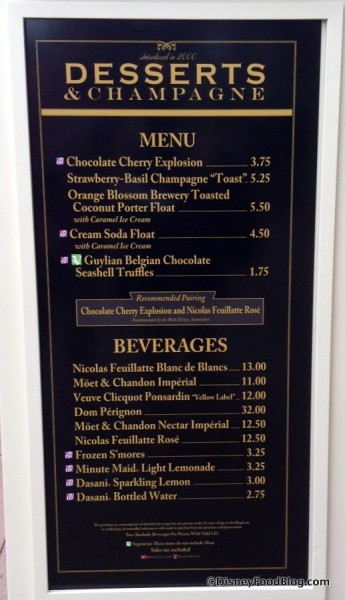 Desserts and Champagne Menu