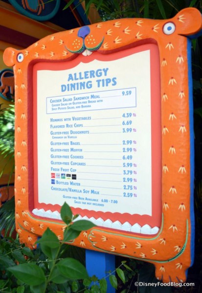 Allergy-Friendly Kiosk menu