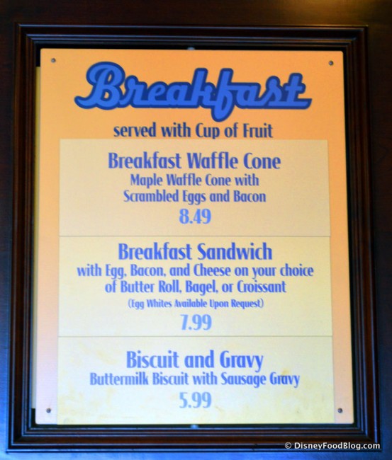 Menu -- Click to Enlarge