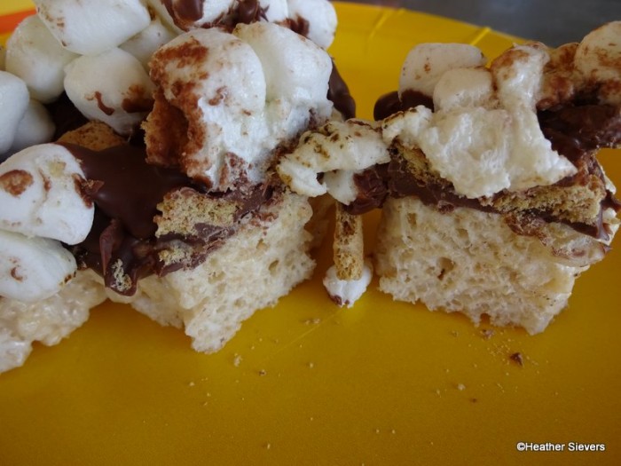 Smores Rice Krispy Treat Cross Section