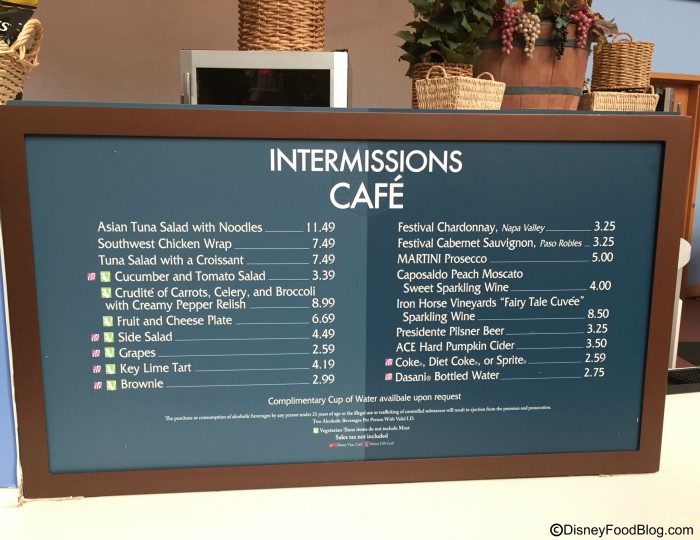 Intermissions Cafe Menu