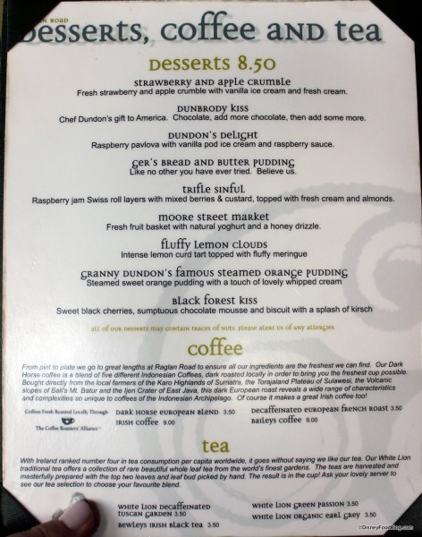Dessert Menu -- Click to Enlarge