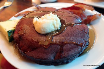 Red Velvet Pancakes drizzled with syrup 