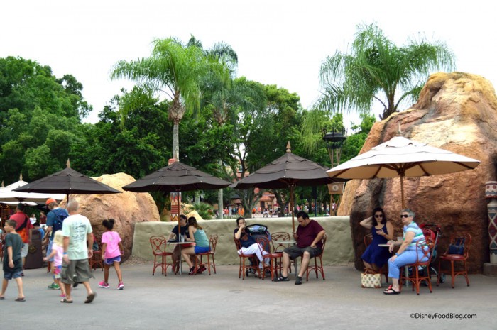 Seating across from the Refreshment Cool Post