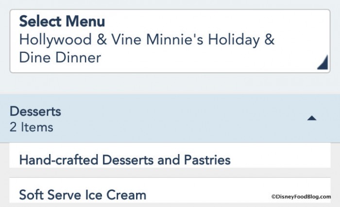 Minnie's Holiday & Dine menu screenshot