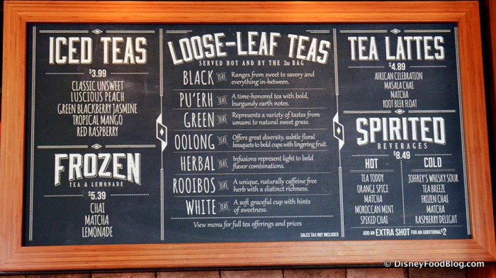 Menu Board -- Click to Enlarge