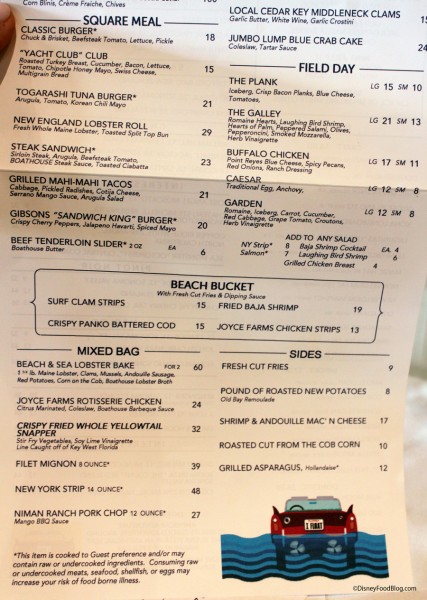 BOATHOUSE Entrees Menu