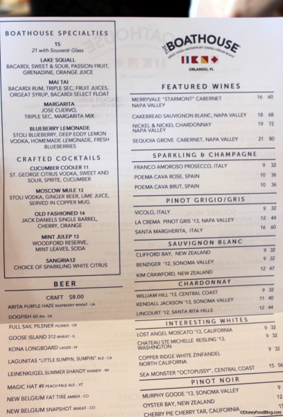 BOATHOUSE Drink Menu