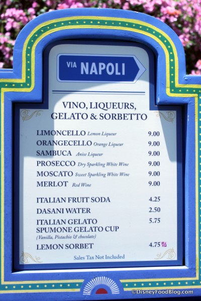 Italy Snack Stand menu