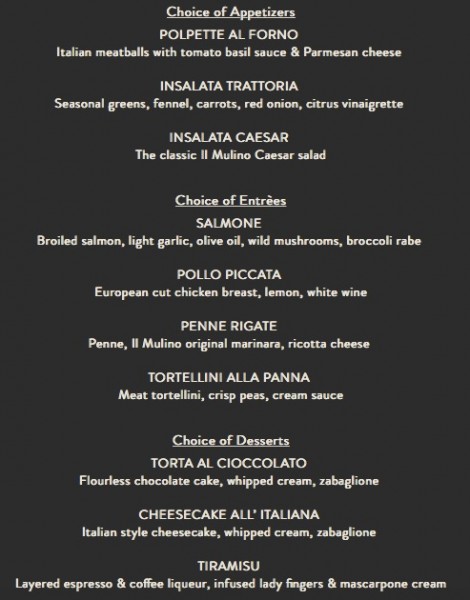 Il Mulino Magical Dining Month Menu