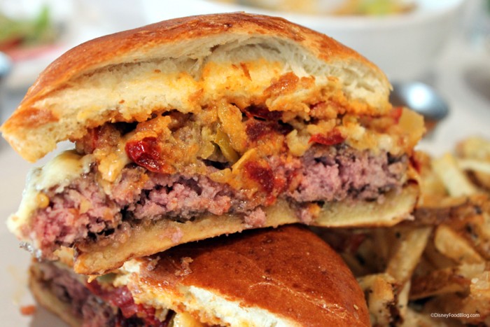 Gibsons "Sandwich King" Burger Hop Champion Cut in Half