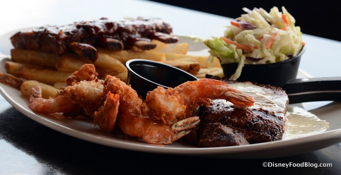 Ribs, Steak, and Shrimp Trio