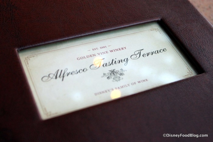 Al Fresco Tasting Terrace Menu