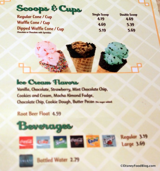 Ice Cream Menu