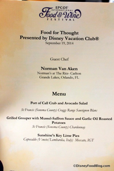 Food for Thought Menu -- Click to Enlarge
