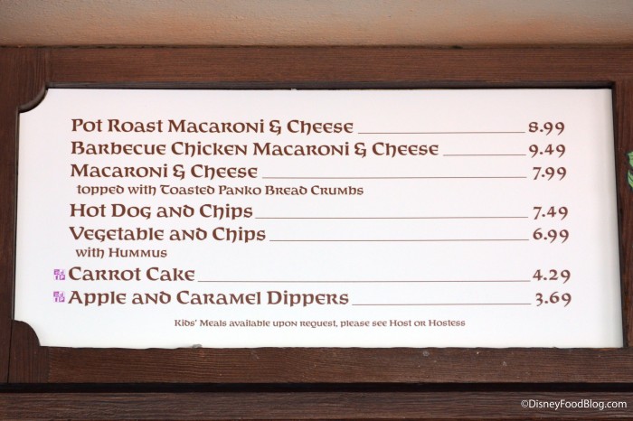 Friar's Nook Menu