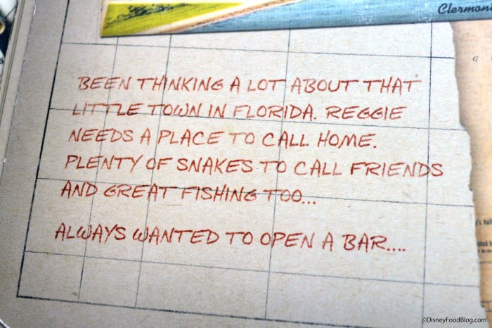 Backstory in the Hangar Bar menu
