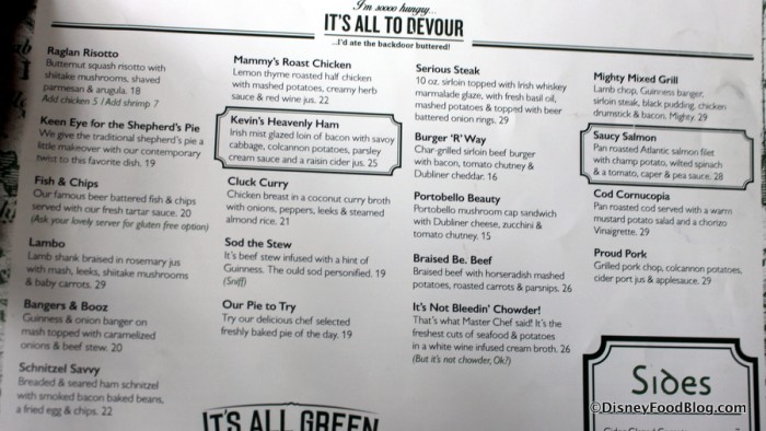 Menu -- Click to Enlarge