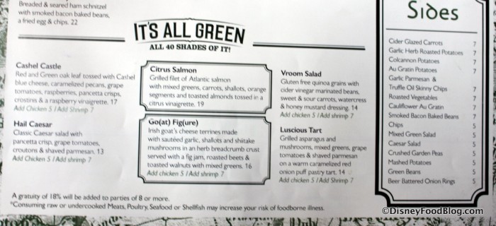 Menu -- Click to Enlarge