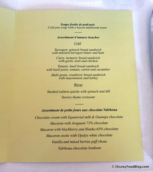 Event Menu -- Click to Enlarge