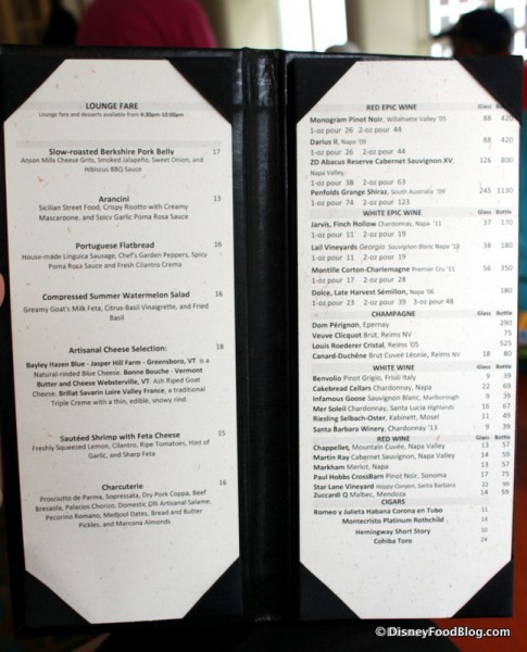 Menu -- Click to Enlarge
