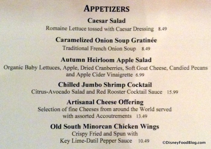 Appetizer Menu