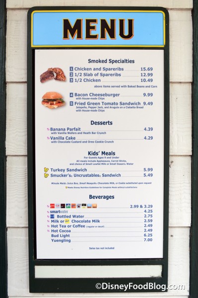 Fairfax Fare Menu
