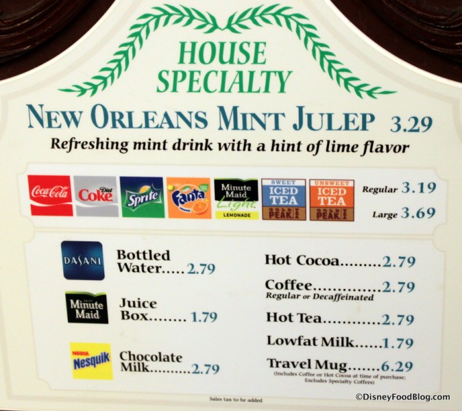 Mint Julep Bar Menu