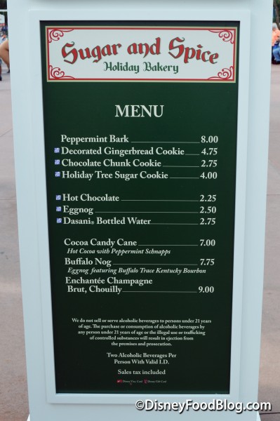 Sugar and Spice Menu Board