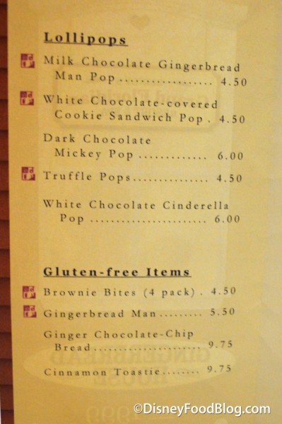2015 Grand Floridian Gingerbread Treats menu