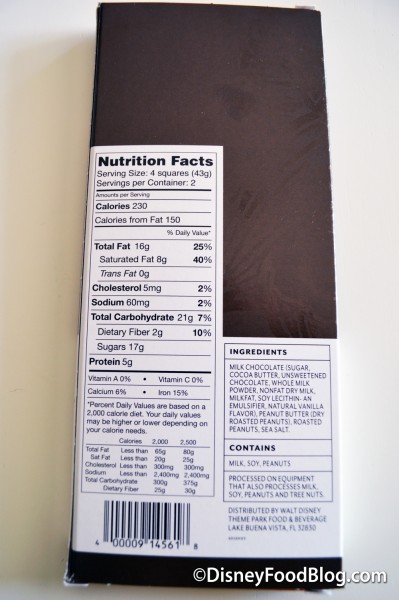 The Pluto Chocolate Bar Nutritional Facts