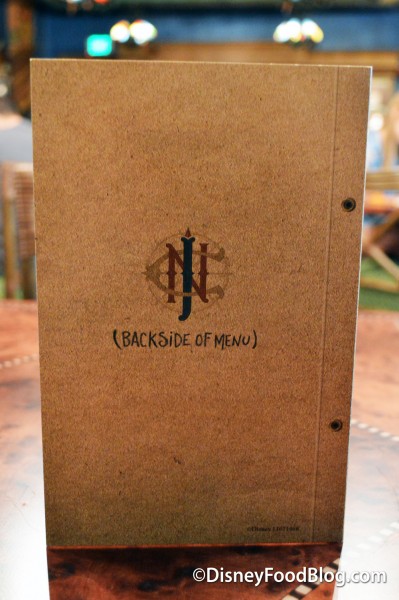 Backside of the Dessert Menu cover