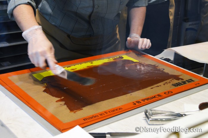 Dark Chocolate Being Prepared For Cutting