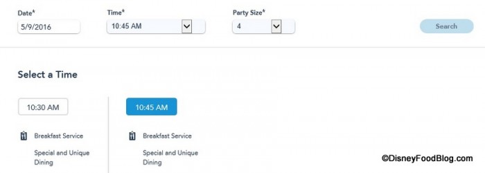 Selecting 10:45 AM Screenshot