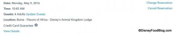 Updated Reservation Listing with Completed Modifications Screenshot