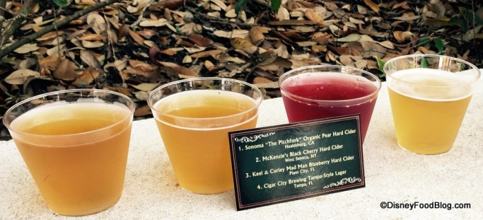 Hard Cider and Beer Flight Close-Up