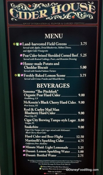 Cider House Menu