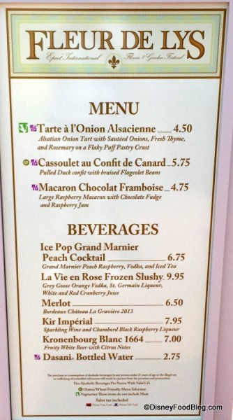 Fleur de Lys Menu