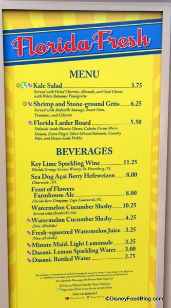 Florida Fresh Menu