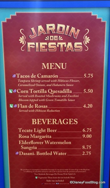 Jardin de Fiestas Menu