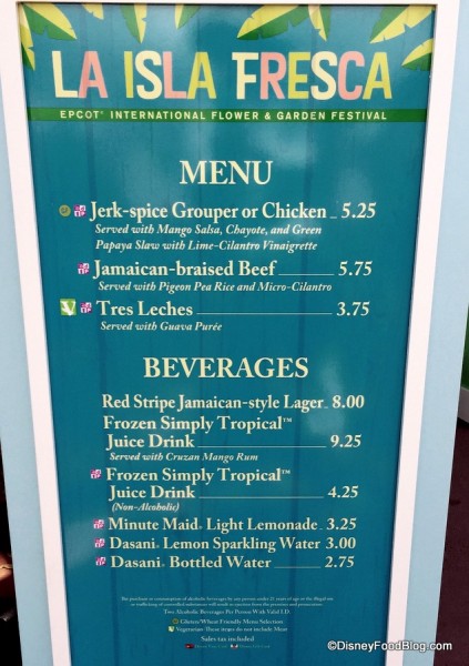 La Isla Fresca Menu